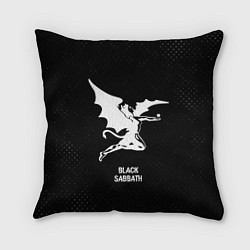 Подушка квадратная Black Sabbath glitch на темном фоне
