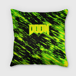 Подушка квадратная Doom огенное лого кислотное, цвет: 3D-принт