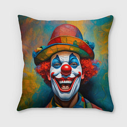 Подушка квадратная Нейросеть - Хэллоуин безумный клоун