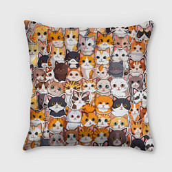 Подушка квадратная Очень много котиков, цвет: 3D-принт