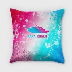 Подушка квадратная Papa Roach neon gradient style, цвет: 3D-принт