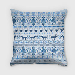 Подушка квадратная Blue sweater with reindeer