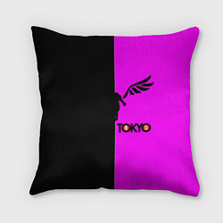 Подушка квадратная Токийские мстители черно-розовый