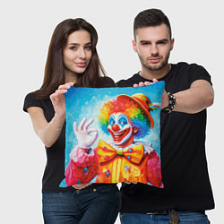 Подушка квадратная Нейросеть - картина с клоуном, цвет: 3D-принт — фото 2