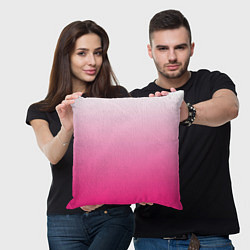 Подушка квадратная Бело-розовый градиент, цвет: 3D-принт — фото 2