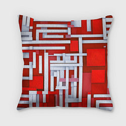 Подушка квадратная Полосы на красном фоне