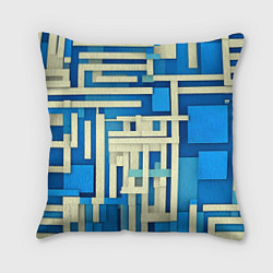 Подушка квадратная Полосы на синем фоне, цвет: 3D-принт