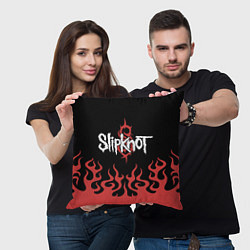 Подушка квадратная Slipknot в огне, цвет: 3D-принт — фото 2