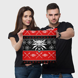 Подушка квадратная The Witcher christmas sweater, цвет: 3D-принт — фото 2