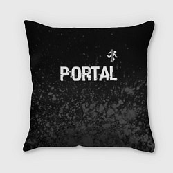 Подушка квадратная Portal glitch на темном фоне посередине