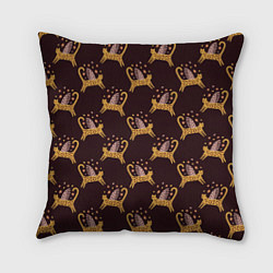 Подушка квадратная Крылатый леопардовый кот, цвет: 3D-принт