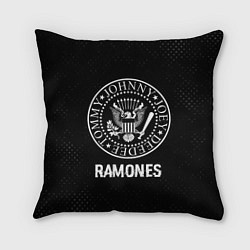 Подушка квадратная Ramones glitch на темном фоне