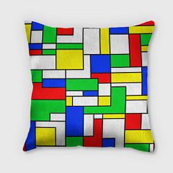 Подушка квадратная Геометрический жёлто-сине-красный, цвет: 3D-принт