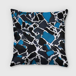 Подушка квадратная Кляксы чёрные и синие, цвет: 3D-принт