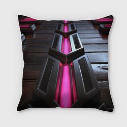 Подушка квадратная Розовые неоновые вставки в черной конструкции