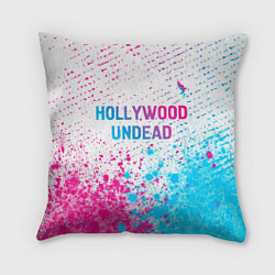 Подушка квадратная Hollywood Undead neon gradient style посередине, цвет: 3D-принт