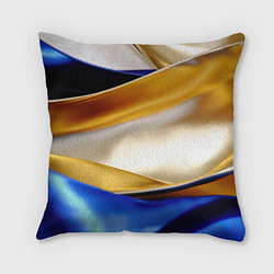 Подушка квадратная Белая желтая синяя абстракция