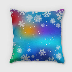 Подушка квадратная Снегопад на Новый год, цвет: 3D-принт
