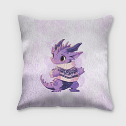 Подушка квадратная Милый фиолетовый дракон, цвет: 3D-принт