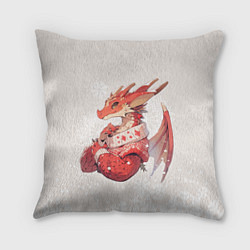 Подушка квадратная Красный дракон в свитере, цвет: 3D-принт