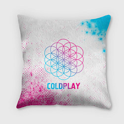 Подушка квадратная Coldplay neon gradient style, цвет: 3D-принт