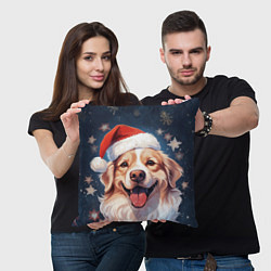 Подушка квадратная New Years mood from Santa the dog, цвет: 3D-принт — фото 2