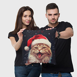 Подушка квадратная New Years mood from Santa the cat, цвет: 3D-принт — фото 2