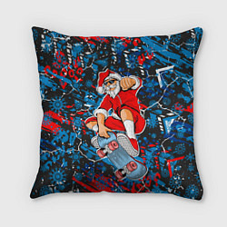 Подушка квадратная Санта Клаус на скейтборде, цвет: 3D-принт