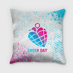 Подушка квадратная Green Day neon gradient style