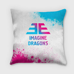 Подушка квадратная Imagine Dragons neon gradient style, цвет: 3D-принт