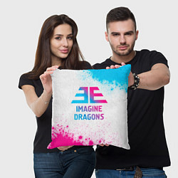 Подушка квадратная Imagine Dragons neon gradient style, цвет: 3D-принт — фото 2