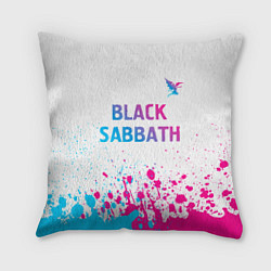 Подушка квадратная Black Sabbath neon gradient style посередине