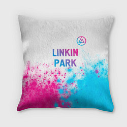 Подушка квадратная Linkin Park neon gradient style посередине, цвет: 3D-принт