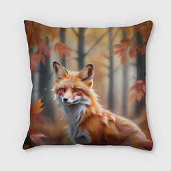 Подушка квадратная Рыжая лисица в осеннем лесу