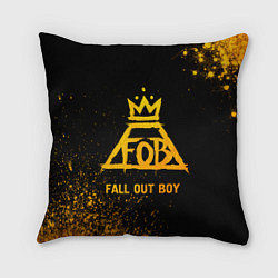 Подушка квадратная Fall Out Boy - gold gradient, цвет: 3D-принт