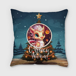 Подушка квадратная Кроха олицетворяющий зиму, цвет: 3D-принт