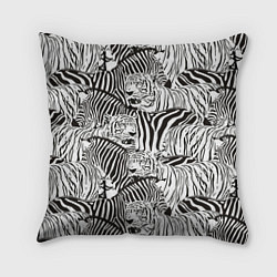 Подушка квадратная Зебры и тигры, цвет: 3D-принт
