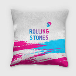 Подушка квадратная Rolling Stones neon gradient style посередине