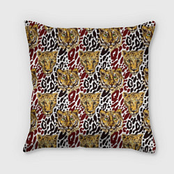 Подушка квадратная Дикие тропические кошки, цвет: 3D-принт