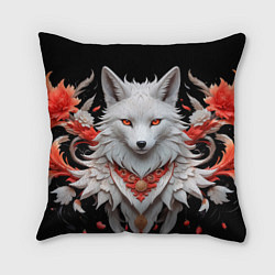 Подушка квадратная Белая лисица - кицунэ, цвет: 3D-принт