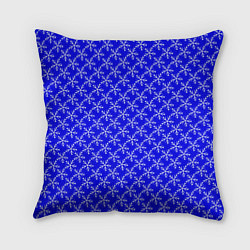 Подушка квадратная Паттерн снежинки синий, цвет: 3D-принт