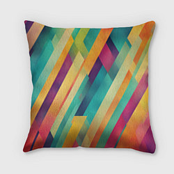 Подушка квадратная Цветные диагональные полосы, цвет: 3D-принт