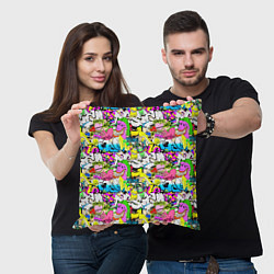 Подушка квадратная Цветное граффити, цвет: 3D-принт — фото 2