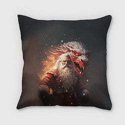 Подушка квадратная Дед Мороз и символ года, цвет: 3D-принт