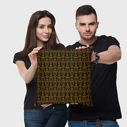 Подушка квадратная Чёрно-золотой узоры, цвет: 3D-принт — фото 2