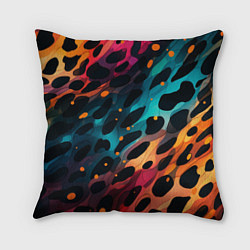Подушка квадратная Разноцветный леопардовый паттерн