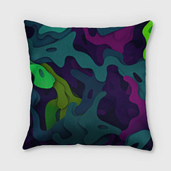 Подушка квадратная Неопределенный яркий камуфляж, цвет: 3D-принт