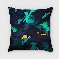 Подушка квадратная Акватический камуфляж, цвет: 3D-принт