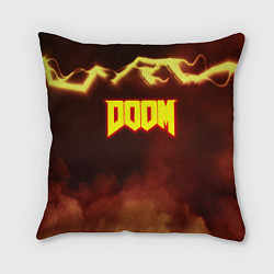 Подушка квадратная Doom storm огненное лого, цвет: 3D-принт