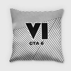 Подушка квадратная Символ GTA 6 на светлом фоне с полосами